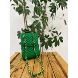 Yeşil Askılı Kadın Telefon Bölmeli Cüzdan Çanta